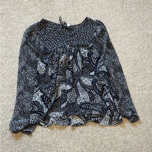 GAP Navy and White Paisley Blouse